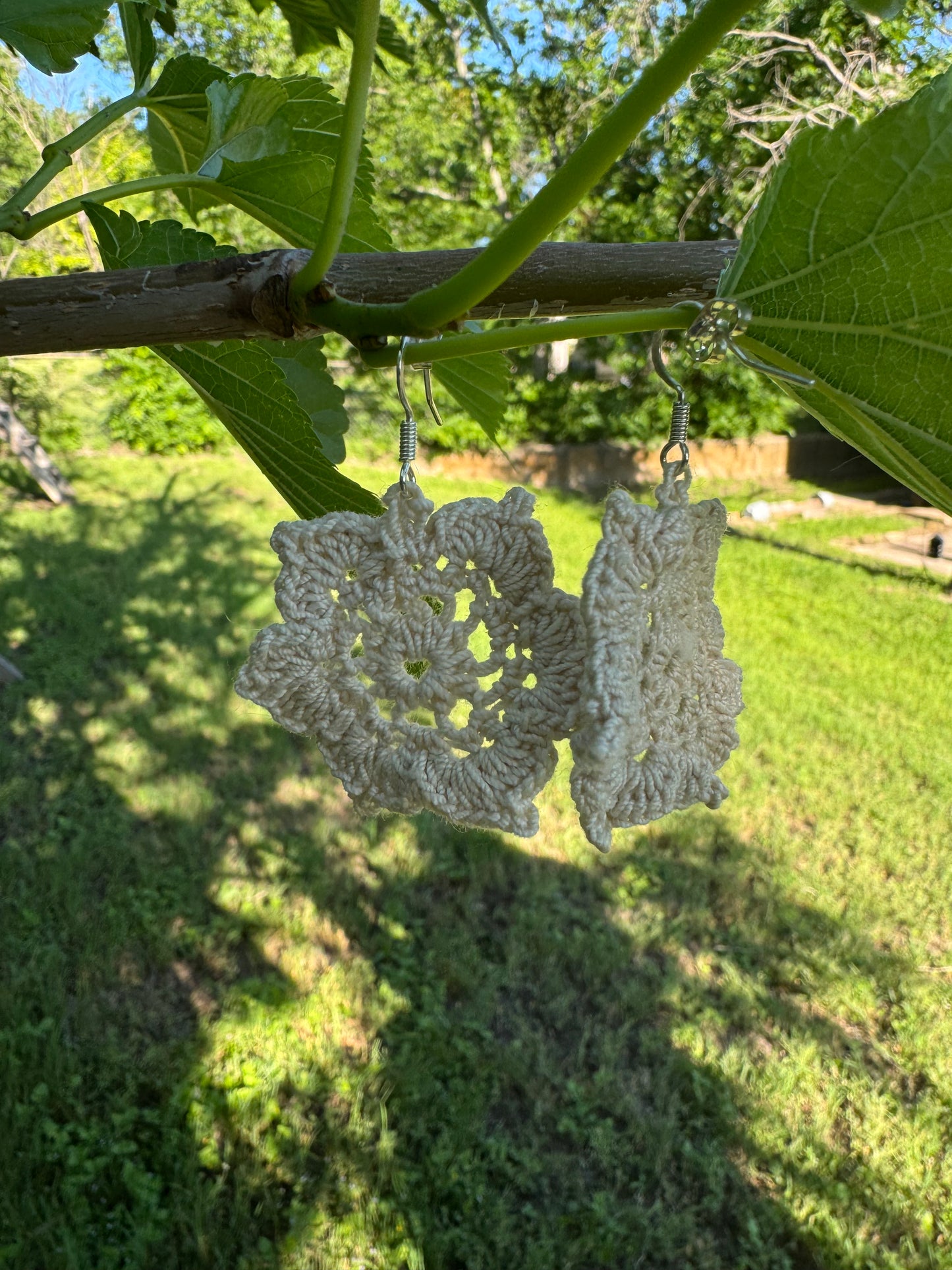 Crocheted Flower Earring