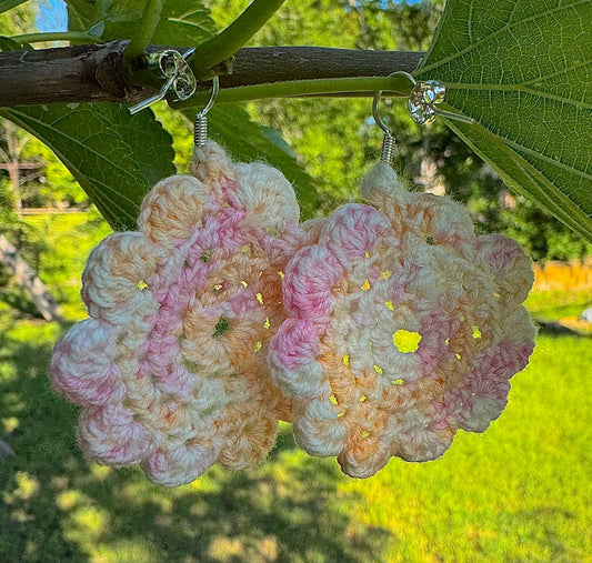 Crocheted Flower Earring
