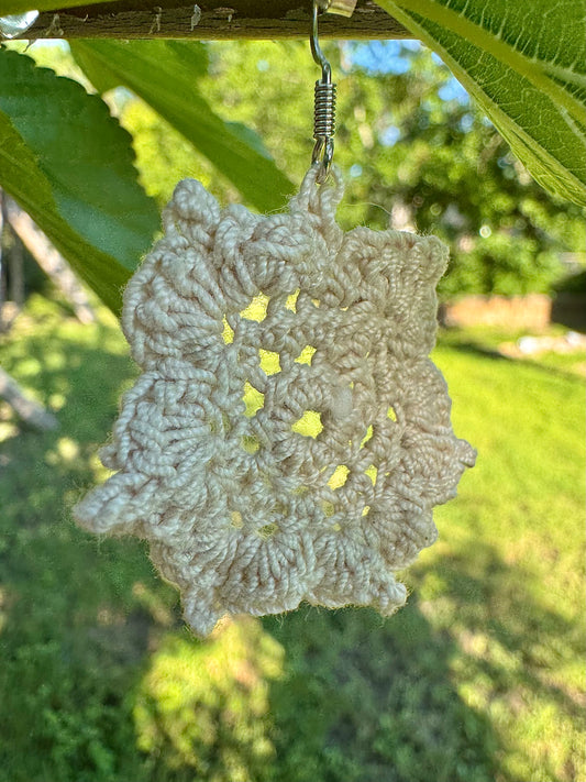 Crocheted Flower Earring